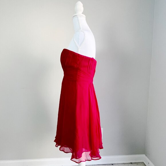 BCBGMaxazria Red Chiffon Strapless Mini Dress 4 - Picture 2 of 4